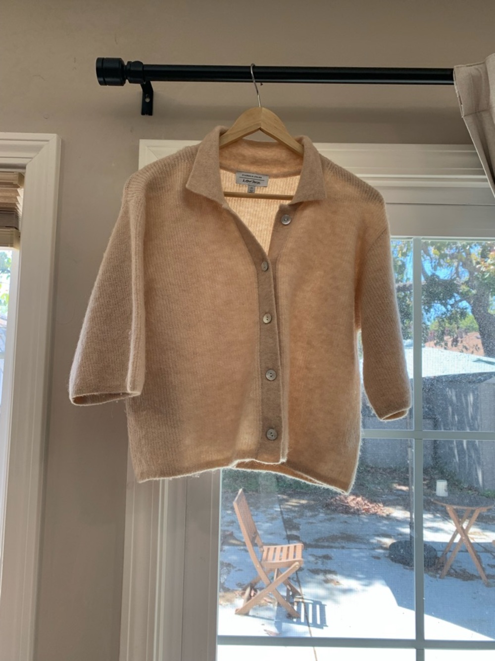 & Other Stories Wool Sweater Pink Peach Short Sleeve Knit